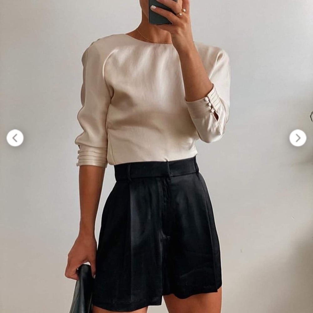 Zara Satin Open Back Blouse – Ivory – Size M